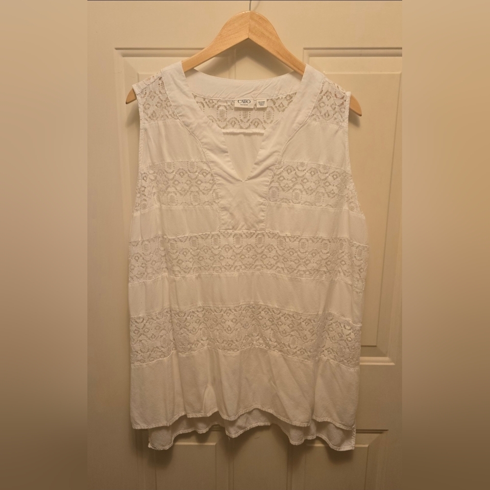 Cato White Lace V-Neck Blouse